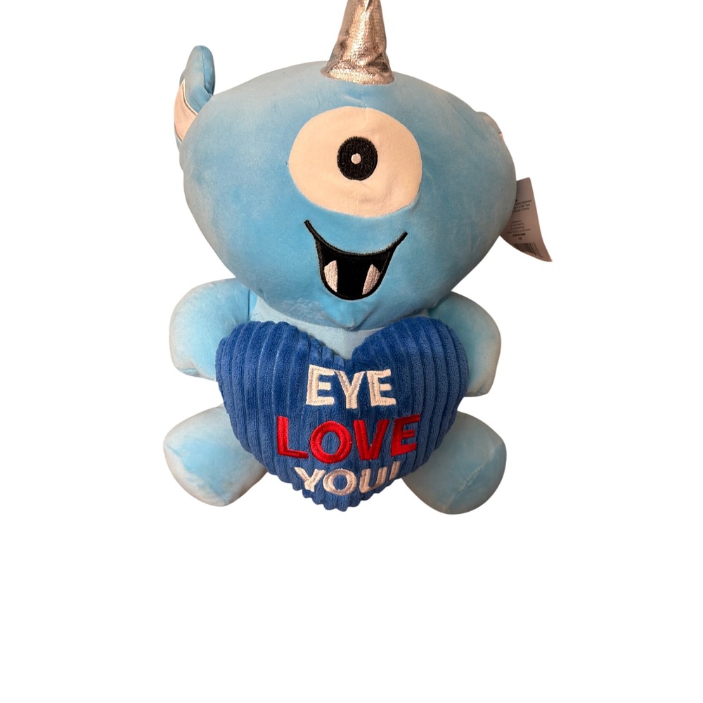 Blue One Eyed Monster Plush‎ Heart Eye Love You Stuffed Animal Kids Toy